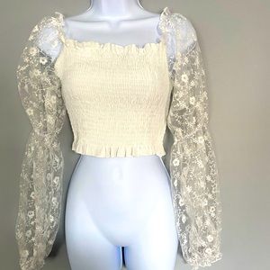 White and lack crop top